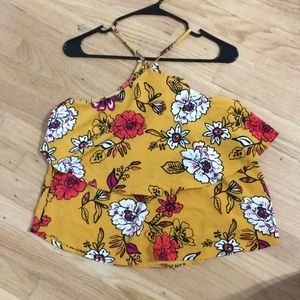 Yellow/Gold flowered halter top